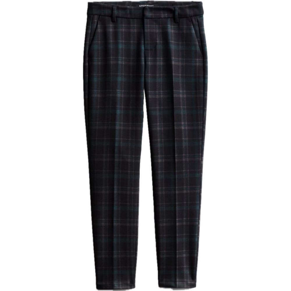 Liverpool Kelsey Black Plaid Straight Knit Trousers Spring Work Size 8